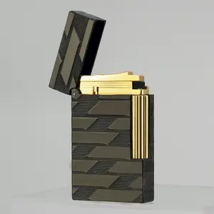 [Double Flame] Guilloche Monogram 1872 Black Gold DUPONT lighter Brass 140g Luxury Gift