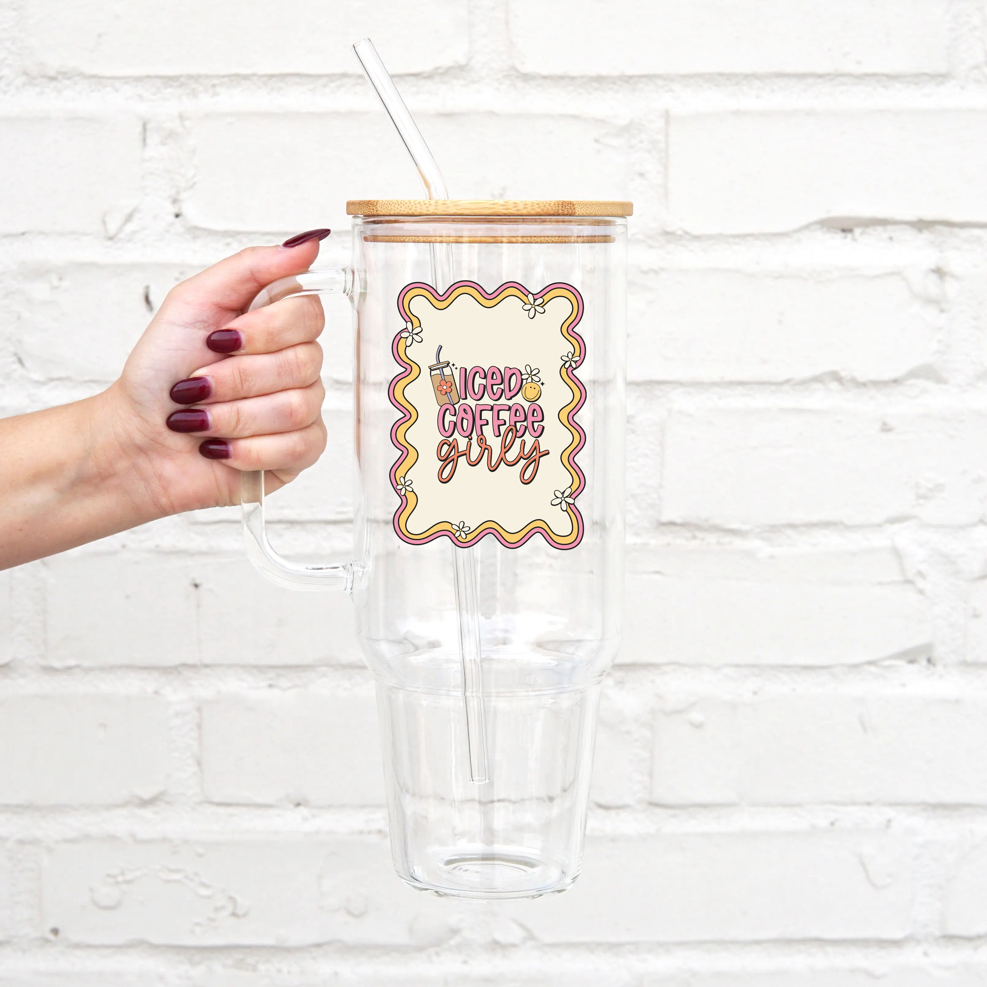 Iced Coffee Collection 40oz Glass Tumbler with Lid and Straw, Iced Coffee  Drinkware, Gift for Her, Acrylic Tumbler, water bottle for women, mental  health gifts, Mug, Bottled, Cup - TikTok Shop