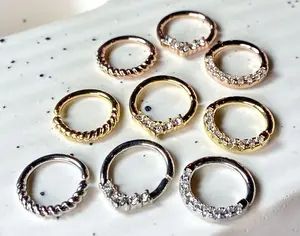 3pcs Bendable 16g Hoops Design Septum Tragus Ear Cartilage Rings Value Pack
