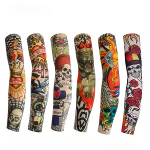 6 pairs of flower arm tattoo ice silk sunscreen sleeves, hip-hop street style sunscreen sleeves, personalized artistic tattoo realistic unisex ice silk sleeves