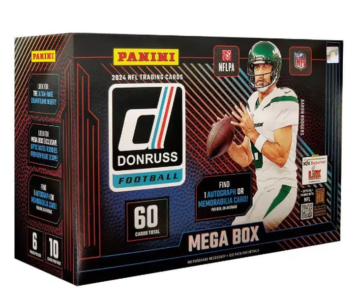 Panini Donruss 2024 NFL Mega Box - 60 Cards Total with Autograph or Memorabilia Card - Official Trading Card Set for Collectors