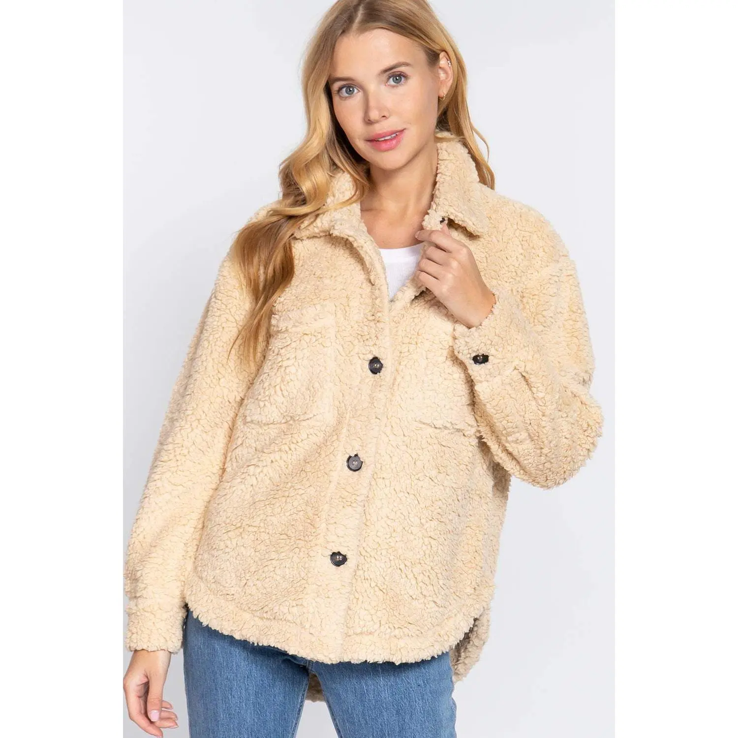 Long Slv Flap Pocket Oversize Jacket