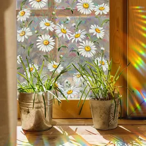 Flower Pattern Glass Window Film, Self Adhesive Window Sticker, Decorative Window Film for Home Office, Home Decor, Room Decor, Ornaments