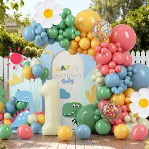 Colorful Balloon Arch Kit - 159 count Retro Boho Balloon Garland Decorations with Flower &  Balloons for Sweet  Birthday Party, Yellow Green Blue Retro Bean White