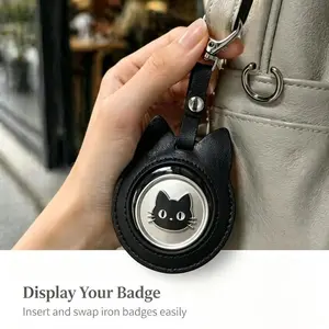 Hanging phone charm key ring suitable for storing, protecting, and displaying catlove badges or numeric badges; protective case with transparent window and storage pouch.