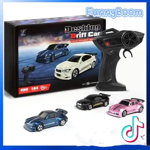 1/64 Mini RC Drift Car, 1 Box 4WD High-speed Remote Control Racing Sports Car with LED Lights, Desktop Entertainment, Birthday Gift for Boys Kids