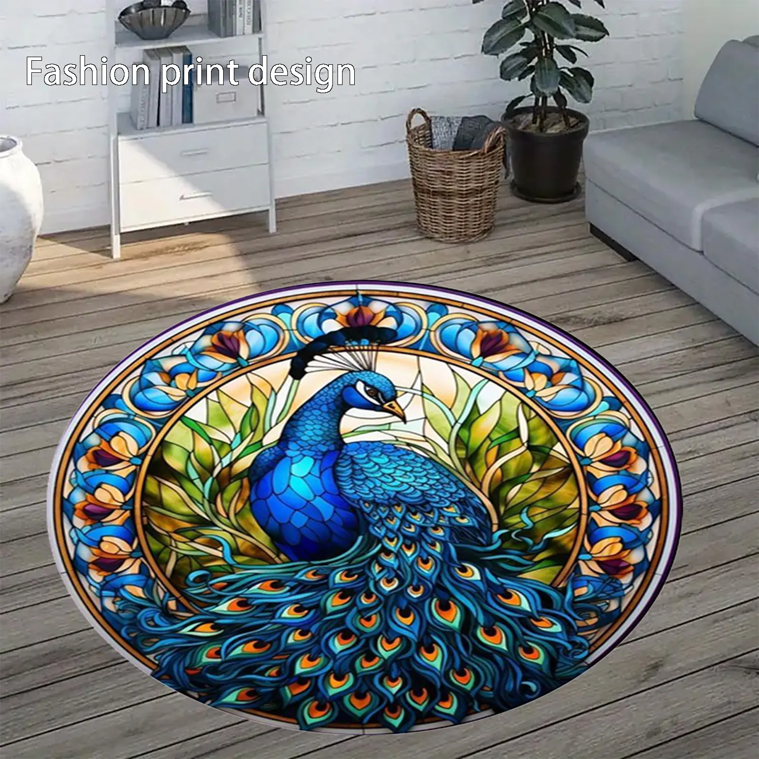 1 fashionable peacock floor mat, suitable for bedroom bedside decoration, living room home decoration, balcony decoration, hotel decoration, New Year holiday decoration, Valentine's Day decoration, Easter decoration, St. Patrick's Day decoration