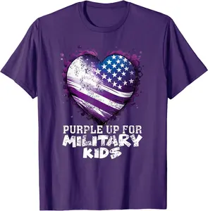 Purple Up For Military Flag Military Heart Child Month TShirt 45759 2527