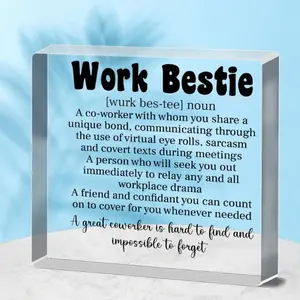 Acrylic Desk Sign for Work Bestie, Uncharged Office Appreciation Gift, Perfect for Colleagues & Coworkers, Ideal Centerpiece Idea, Home Office Decor, Desk Signage Decoration