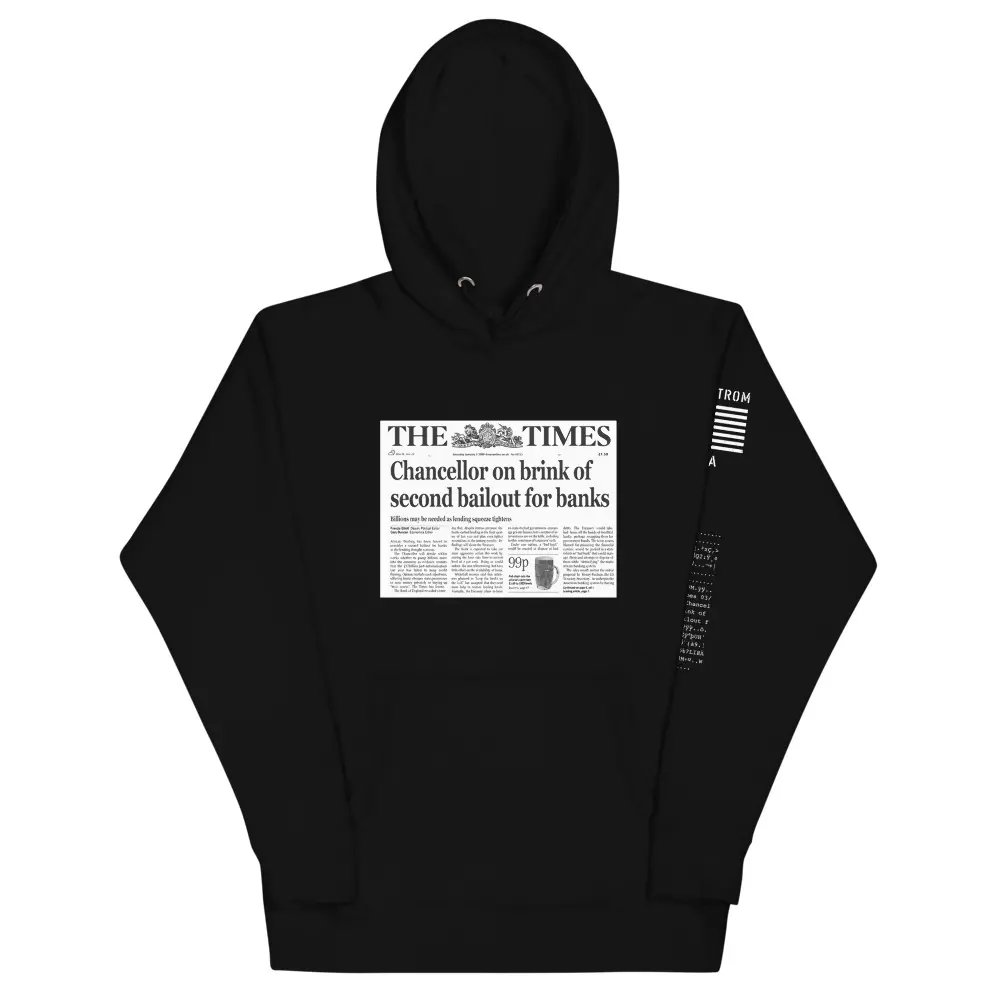 Bitcoin Genesis Block Hoodie - Satoshi Nakamoto - BTC - USA Made