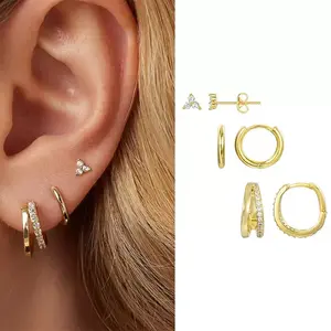 Gold Hoop Earrings for Women Hypoallergenic - 14K Gold Plated Dainty Stud Earrings Dangle Small Huggie Cartilage Earring Stacks Gold Jewelry