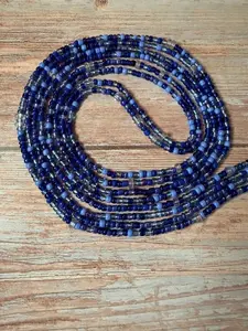 Regal Waves Waist Beads - Blue and Silver Beaded Waist Accessory for Women