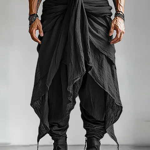 INCERUN Men's Casual Solid Color Textured Pleated Pants, Lightweight, Comfortable Stylish All-Season Streetwear, Casual Sporty Fit Bottoms, Casual Streetwear Clothes