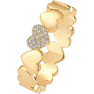 14K Gold Plated Heart Stackable Rings for Women | Love Valentines Statement Chunky Signet Ring Band | Friendship Rings