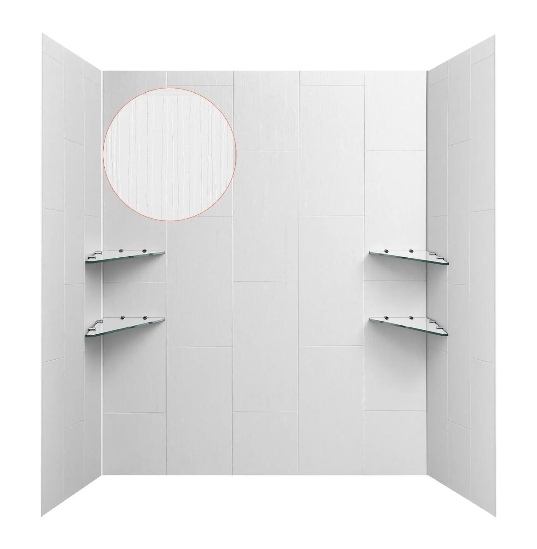 Shower Wall Panels Kit 60x36x75", 3-Panel SMC Shower Surround, Waterproof Bathroom Wall Kit with Shelves, Quick Install, Trimmable Alcove Shower Panels Default