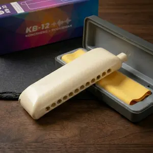 KONGSHENG KB-12 Chromatic Harmonica - Matte Ivory Finish, 5s Quick Clean Function, Suitable for Professional Musicians and Beginners