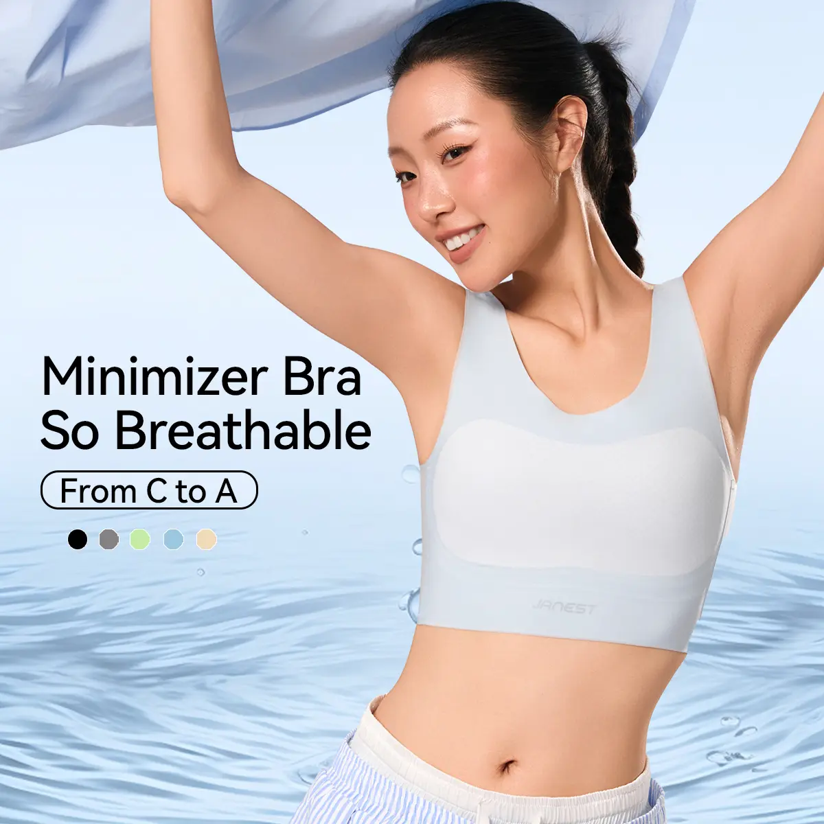 【JANEST Summer Bra】Women's Summer Minimizer Sports Bra - Seamless Lightweight Bralette With Removable Padding Gym Workout Wear