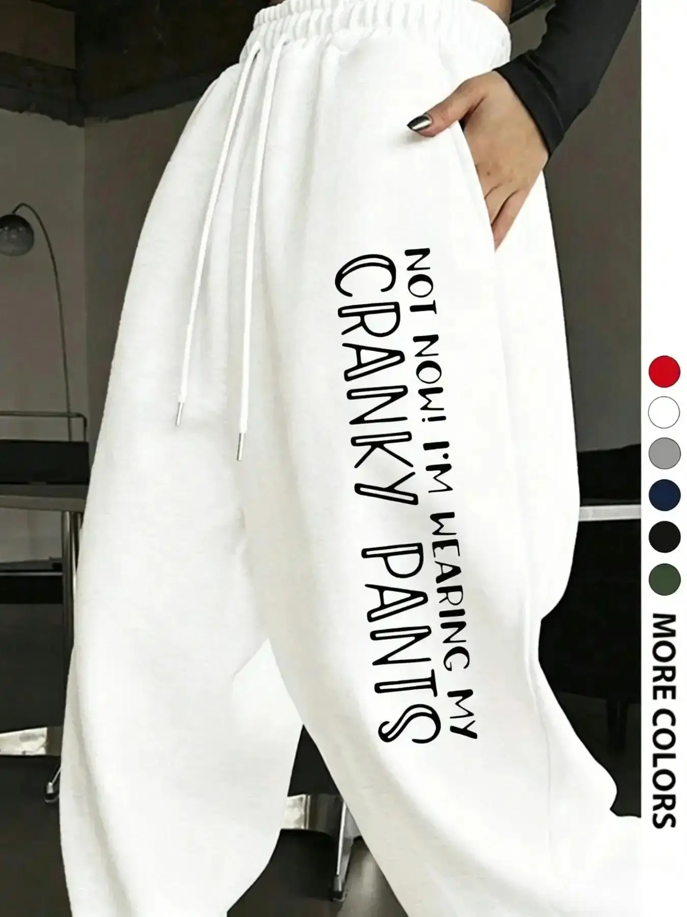 Women's Casual Oversized Loose-Fit Baggy Straight Long Printed Pants, Not Now!I'm Wearing My Cranky Print, All-Season Everyday Woven Fabric, Home & Outdoor Wear, Bottoms, Womenswear viral style timeless flattering