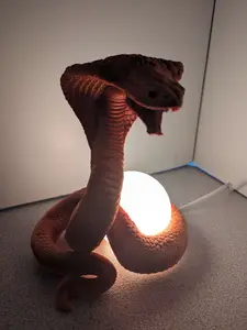 Coiled Snake Lamp, Night Light, with Illuminated Orb