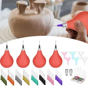 53Pack Slip Trailer Bottle for Pottery Ceramic Glaze Precision Tip Applicator Glue Bottle Slip Trailing Tool for Clay with 40 Pcs Needles of Various colour 4 Filling Funnels Clay Pottery
