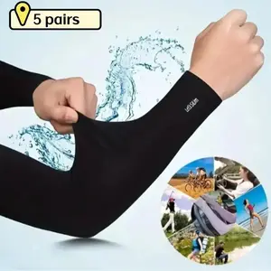 Breathable and cool arm sleeves, arm compression sleeves, 5 pairs of elastic quick drying fabrics for sports and daily use, neutral UV protection suitable for outdoor activitiesRAIMENTRY