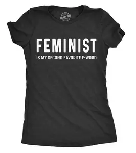 Womens Feminist Is My Second Favorite F-Word T Shirt Funny Protest Tee for Ladies Funny Womens T Shirts Cute Vintage Fashion Casual Ladies T-Shirt Gift Funny Political Top Women's Novelty Tees Black