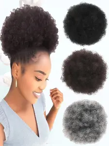 KAIRIYA Afro Puff Drawstring Ponytail: Short Kinky Curly Synthetic Bun Hairpiece - Instant Updo for Black Women Holiday Birthday Party Daily