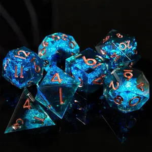 Dragon & Dungeon Resin Dice Set 7 Pieces, Sharp Edge Dnd Dice, Tabletop Games Role-Playing Game Dice, Perfect for D&d Enthusiasts, Visibility, Durability