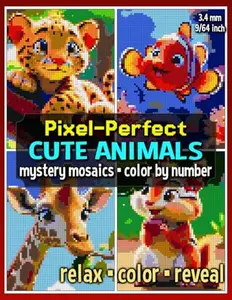 Pixel-Perfect Cute Animals Mystery Mosaics Color by Number: Pixel Art Coloring Book for Adults and Teens (Mystery Mosaic Coloring Books)