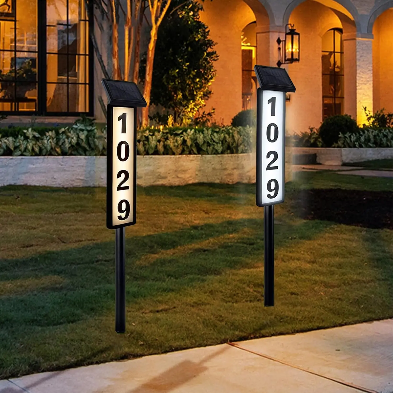 Solar Address Sign,Solar House Numbers for Outside, Lighted Address Plaque Outdoor , Illuminated LED Address Numbers for Yard Home Gate MailBox