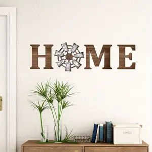 Windmill Style Rustic Wooden Home Decor Set, Wall Hanging Art Decor, Multi-Functional Wooden Sign, Country Letter Wall Art for Living Room and Bedroom
