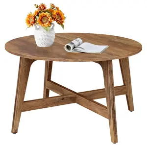 VASAGLE MAEZO Collection - Round Coffee Table, 31.5-Inch Center Table, Tapered Legs, Curved Transitions, Easy to Assemble, for Living Room