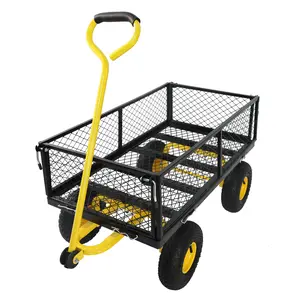 Black –Steel Utility Cart, 660 lb Load Capacity,  Heavy-Duty Outdoor Hauling Wagon with Removable Side Panels for Yard, Lawn, Garden or Landscaping