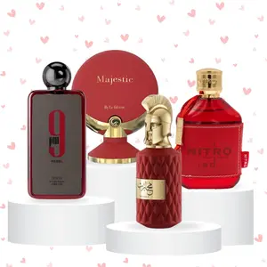 Afnan Oudlash Valentine's Day Multi-Pack | Majestic Women's - Muharib - Nitro Red - 9pm Rebel | Unisex Fragrances | 100 ML | Cedarwood - Patchouli - Vetiver Fragrance Notes
