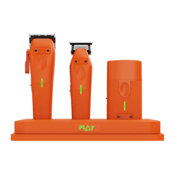 TPOB PLAY Orange Edition 3-Piece Barber Bundle w/ 3-Way Charging Stand