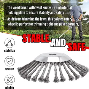 Heavy-Duty Steel Wire Brush Trimmer Head, Compatible with String Trimmers & Lawn Mowers, Universal Weed Removal Tool, Rust Prevention