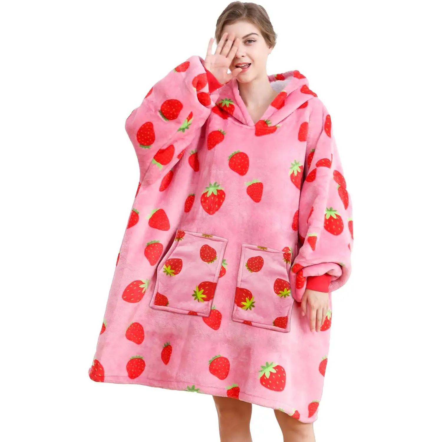 Wearable Blanket is  Fluffy and Comfortable Plush BlanketWarm Sherpa SweatshirtOne Size for All