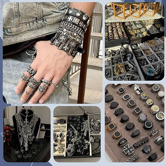 Men's Jewelry Jar Set -25-60 piece jewelry box, Men's Gift Set (necklace, earrings, ring, bracelet, keychain) - Unique birthday gift