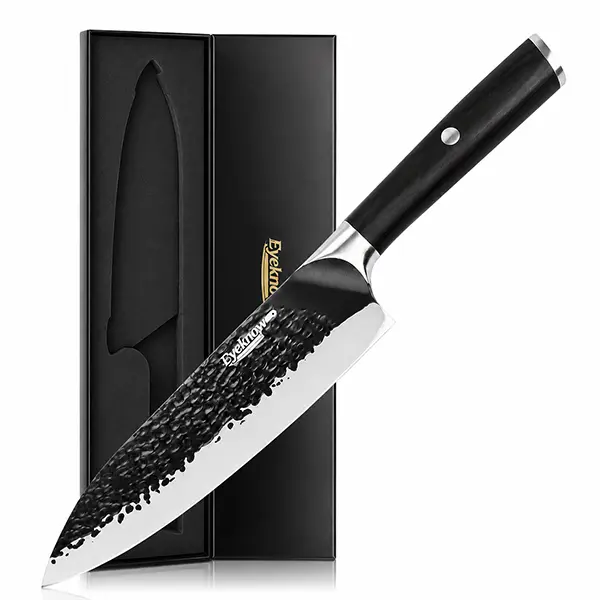 EyeKnow 8-in Ultra Sharp Chef Knife - Rust-Proof High-Carbon Stainless Steel Kitchen Knife with Ergonomic Handle for Chopping, Slicing, Dicing - Ideal Gift for Home Cooks