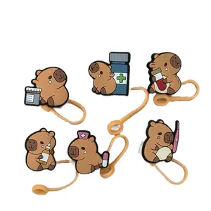 Cute Capybara Silicone Straw Caps Drinkware Suitable for Kids