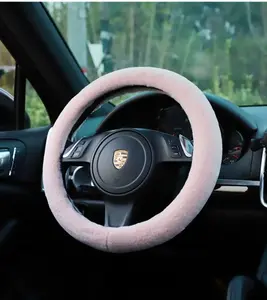 Kawaii Girl Fluffy Pink Steering Wheel Cover | Cute Anime Car Accessory | Fits 14-15 Inch Wheels