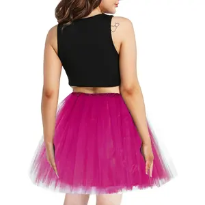 Women Teens Tutu Adult 4 Layered Tulle Skirt with Satin Lined Dance Non See-Through Tutu Halloween Costumes