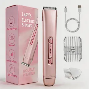 AERCIINC 2 in 1 Dual Head Women Electric Shaver, IPX7 Waterproof Wet & Dry Use Cordless Trimmer, Rechargeable Body Hair Remover for Bikini Underarm Leg Arm Face