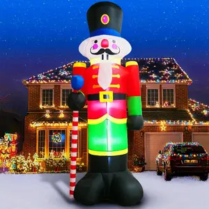 8FT Tall Christmas Inflatable Nutcracker Soldier, Christmas Inflatables Soldier Guard Blow up with Build-in LED Lights, Fan and Anchor Ropes, Outdoor, Party, Yard, Garden, Lawn Xmas Decoration