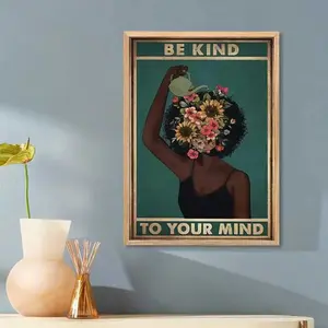 Be Kind To Your Mind Poster, Black Girl Poster Print, Pot Head Garden Wall Art, Artistic Decor, Room Decor, Gift Ornaments Decoration