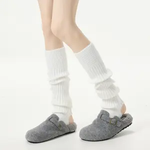 Women's Long Stirrup Solid Leg Warmers - Knee High Ribbed Knit, Stay-Up & High Elasticity, Warm Fall Winter Socks for Boots, Gym & New Year’s Eve Outfits