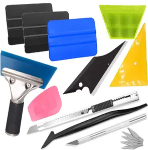 12PCS Car Window Tint Kit, Vehicle Glass Protective Film Wrapping Installation Set, Auto Vinyl Wrap Tinting Tools Included Squeegees, Felt Squeege, Cutting Knife with Blades