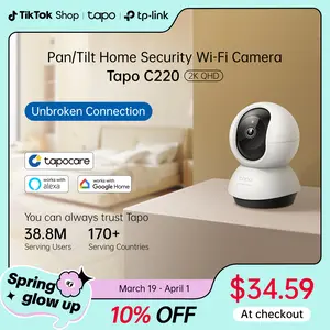 TP-Link & Tapo C220 2K Pan/Tilt Smart Security Camera – Pet & Baby Monitor with Motion Tracking, Starlight Night Vision, 2-Way Audio, 512 GB Local/Cloud Storage, Alexa & Google Home