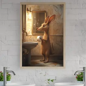 Whimsical Bathroom Wall Art, Cute Mouse Print, Funny Animal Decor, Rustic Bathroom Decor, Humorous Wall Picture, Toilet Paper Art, Unframed
