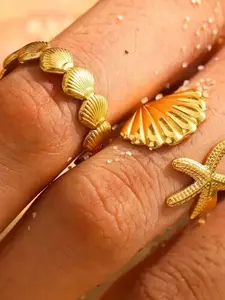 Fashionable Shell & Starfish Design Cuff Ring, Fashion Jewelry for Party, Daily Clothing Decor, Trendy All-match & Exquisite Jewelry for Birthday Gift, Costume Rings